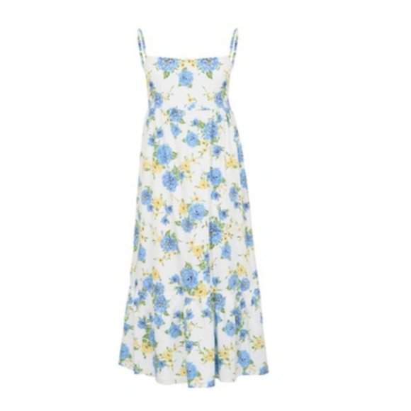 NWT Faithfull the Brand Candace Midi Dress Velma Floral Blue - Picture 4 of 8